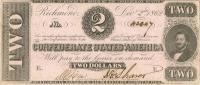 p66a from Confederate States of America: 2 Dollars from 1864